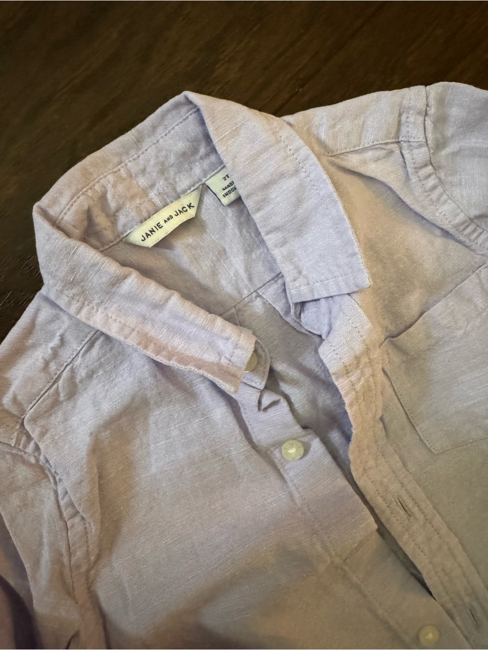 Janie and Jack Soft Lilac Linen Button-Up